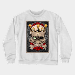 One-Eyed (Blind) Skull King and Roses Playing Card Crewneck Sweatshirt